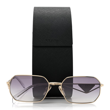 Prada Metal Symbole Triangle Logo Sunglasses SPR A51 Gold Blue 8 of 8