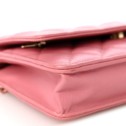 Chanel Caviar Quilted Wallet on Chain WOC Pink 10 of 12