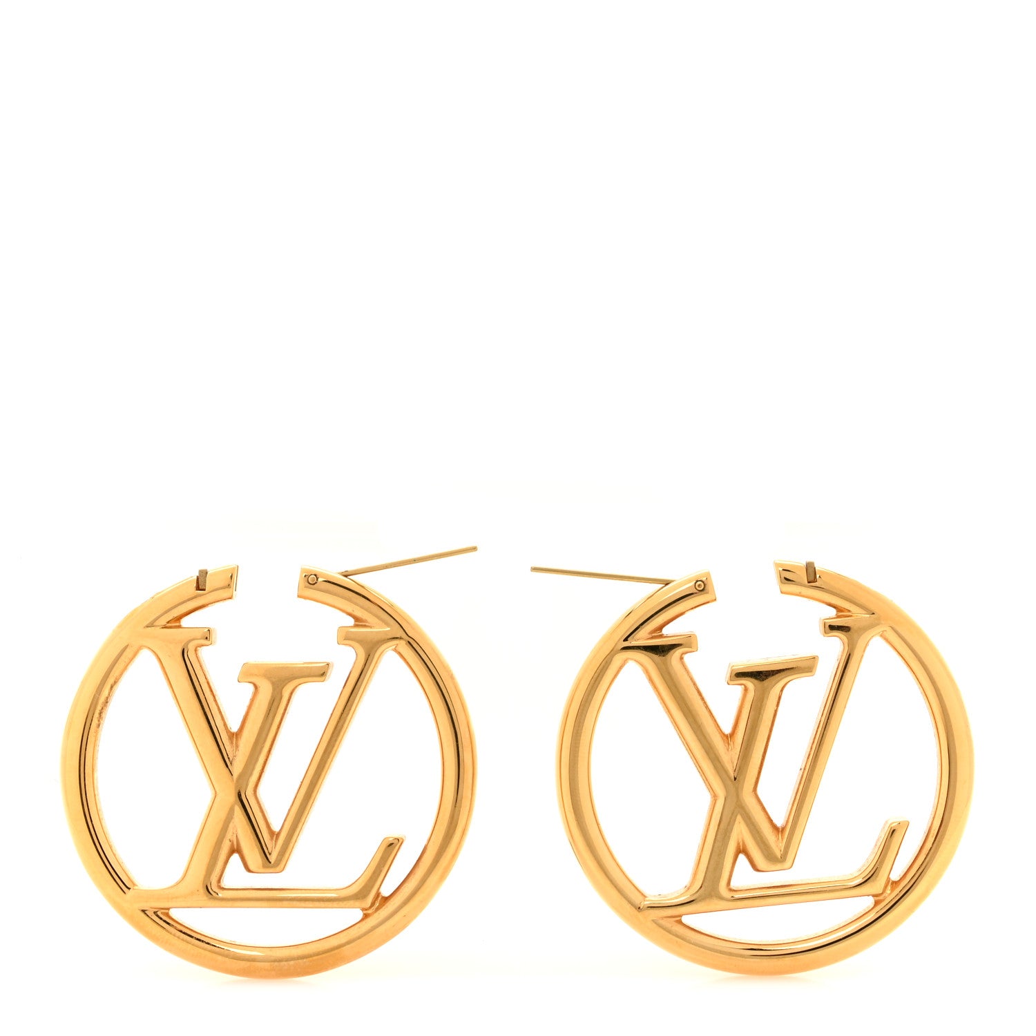 Louis Vuitton Metal Louise Hoop Earrings Gold 3 of 5