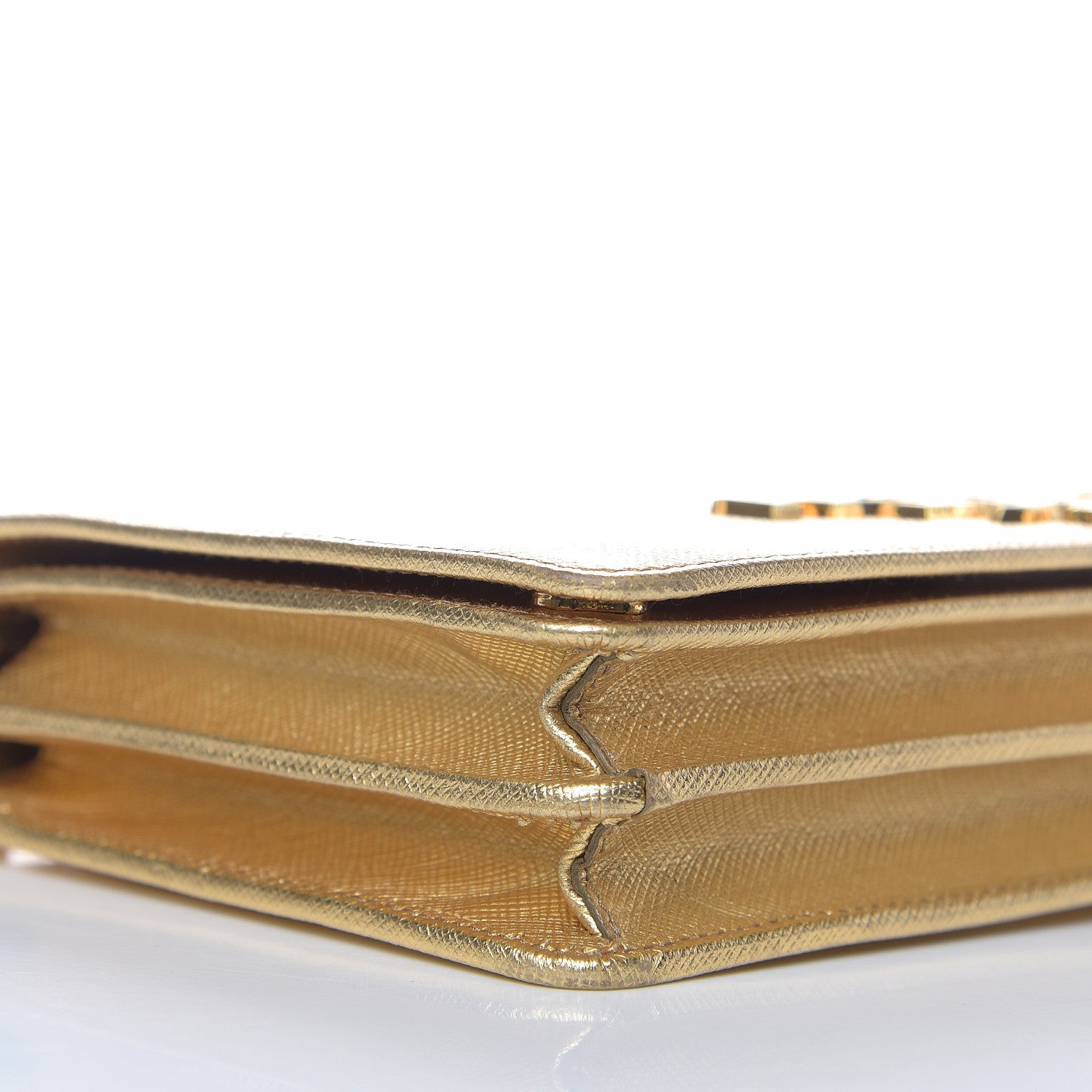 Prada Metallic Saffiano Lux Chain Wallet Platino 7 of 13