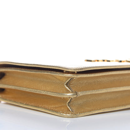 Prada Metallic Saffiano Lux Chain Wallet Platino 7 of 13