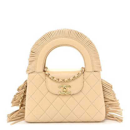 Chanel Lambskin Fringe Nano Kelly Shopper Beige 1 of 10