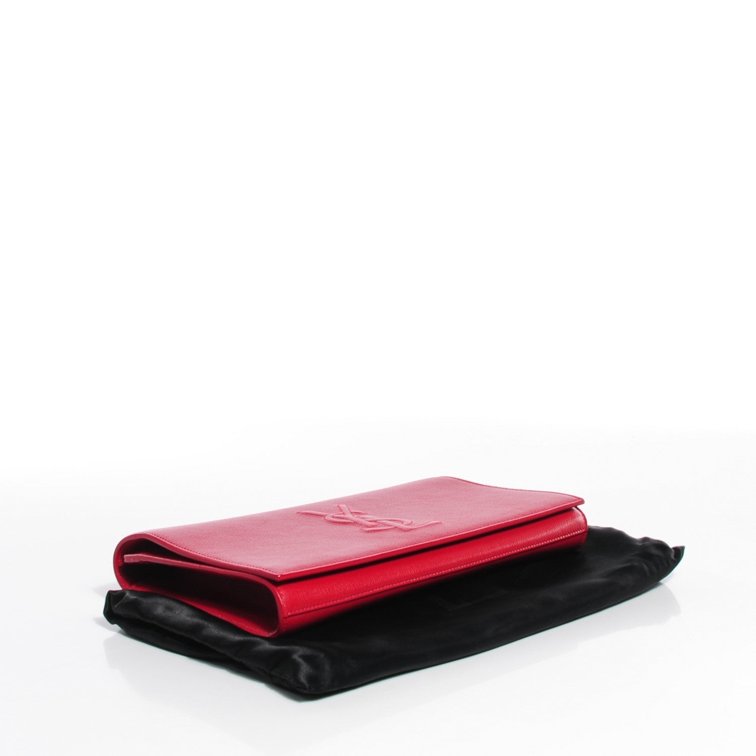 Saint Laurent Calfskin Monogram Large Belle De Jour Clutch Lipstick Red 4 of 7