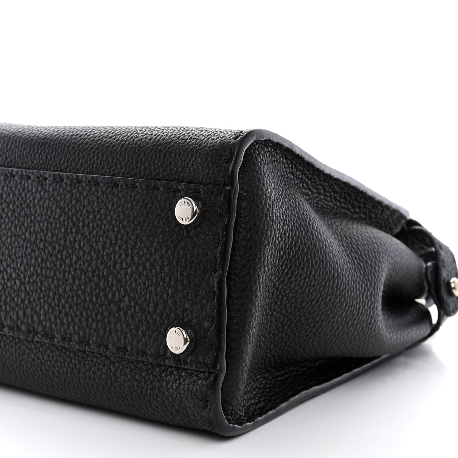 Fendi Cuoio Romano Selleria Bi-Color Medium Peekaboo Iconic Satchel Black Mou 11 of 12