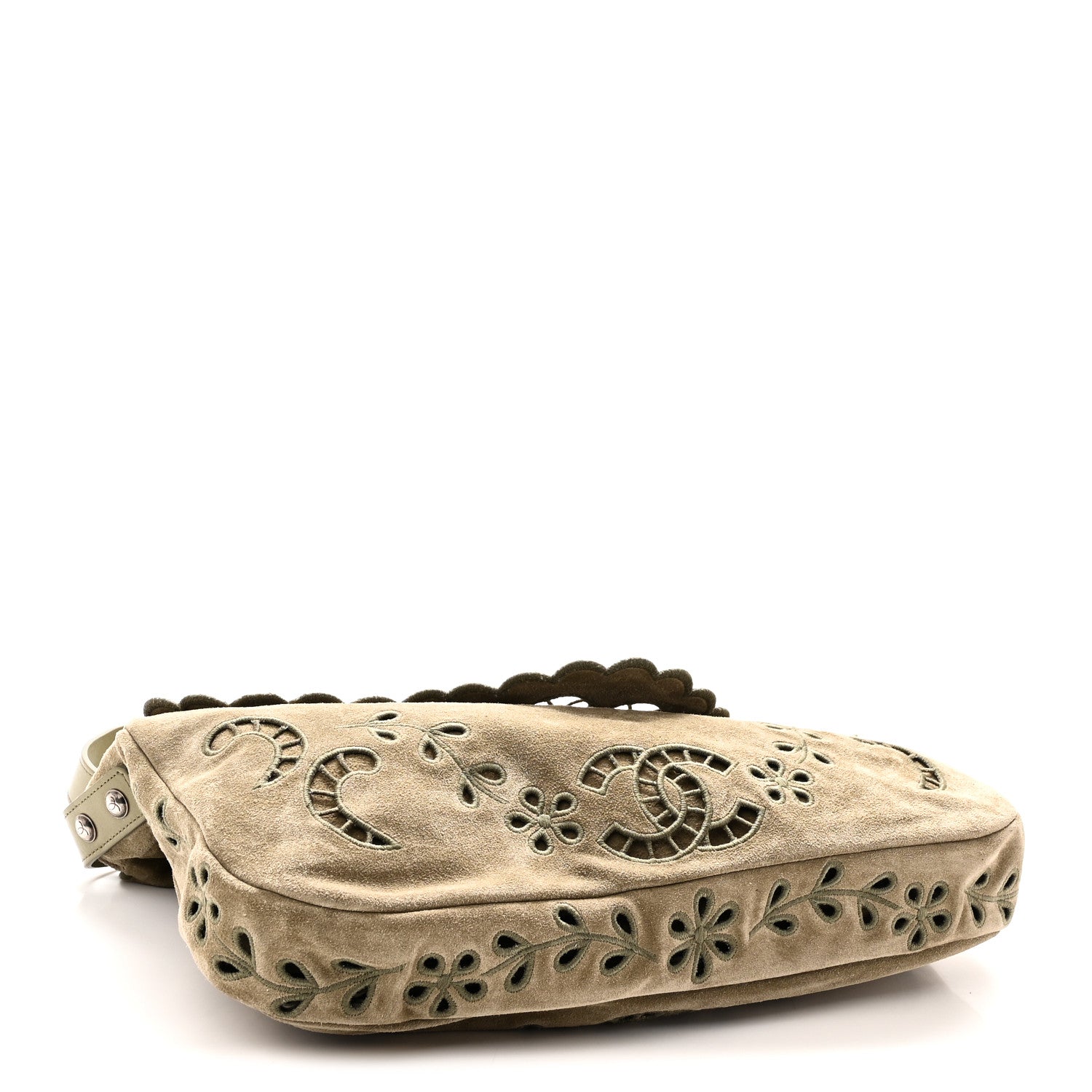 Chanel Suede CC Eyelet Messenger Khaki 4 of 10