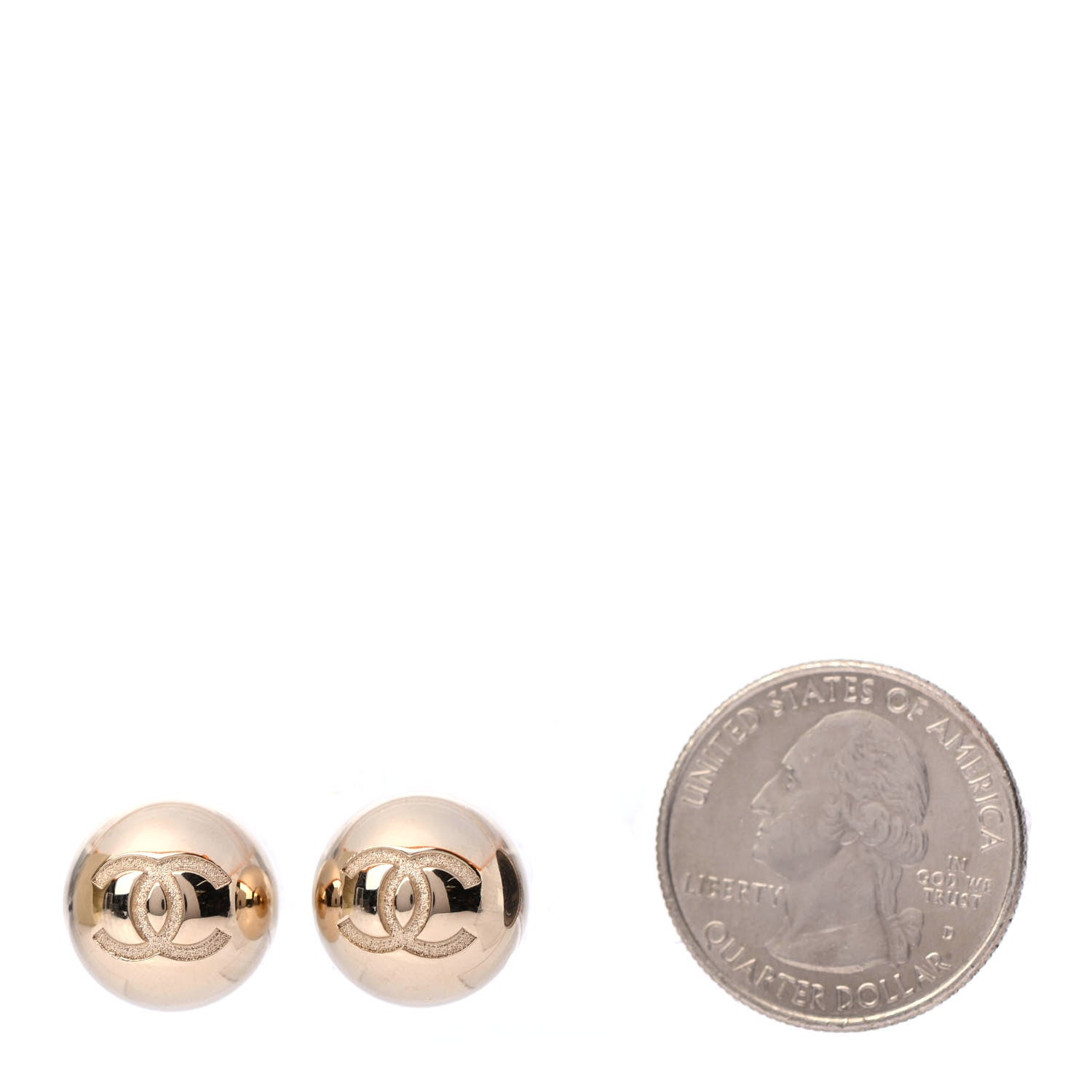 Chanel Metal Bead CC Stud Earrings Gold 2 of 4