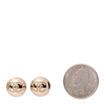 Chanel Metal Bead CC Stud Earrings Gold 2 of 4