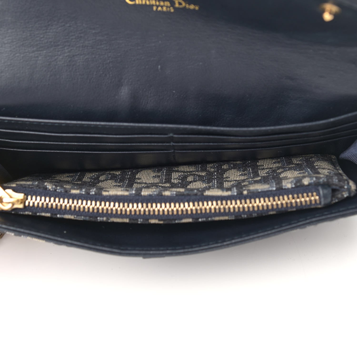 Christian Dior Oblique Saddle Chain Long Wallet Blue 6 of 14