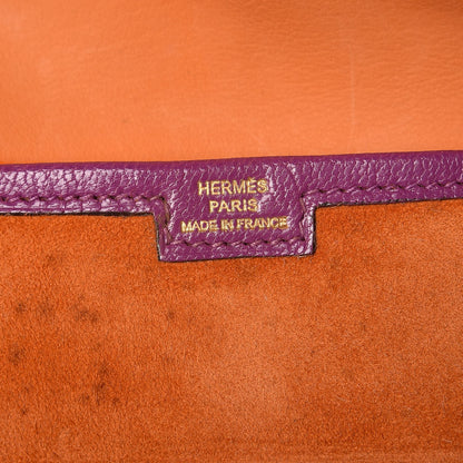 Hermes Veau Doblis Suede Chevre Mysore Mini 20 Jige Clutch Orange Cyclamen 7 of 13