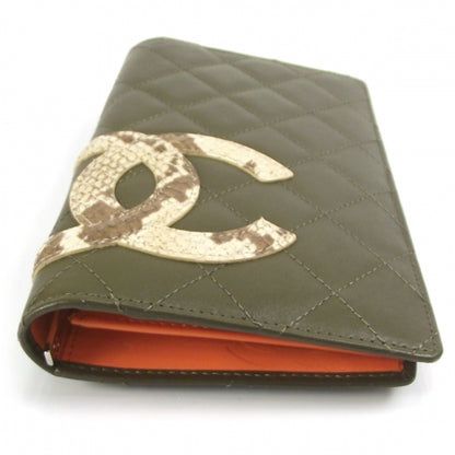 Chanel Calfskin Python Quilted Cambon Yen Wallet Khaki 4 of 10