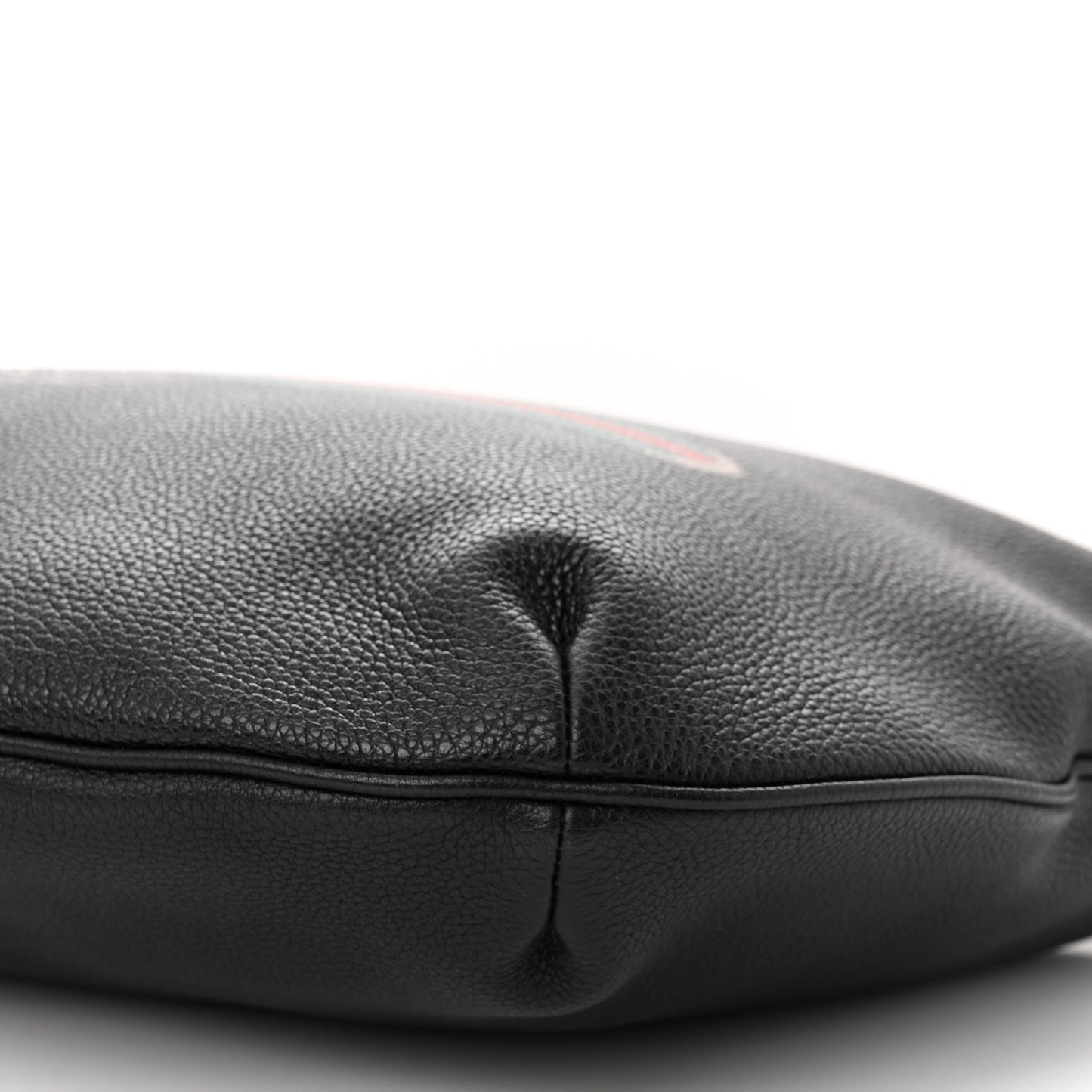 Grained Calfskin Logo Half Moon Hobo Black
