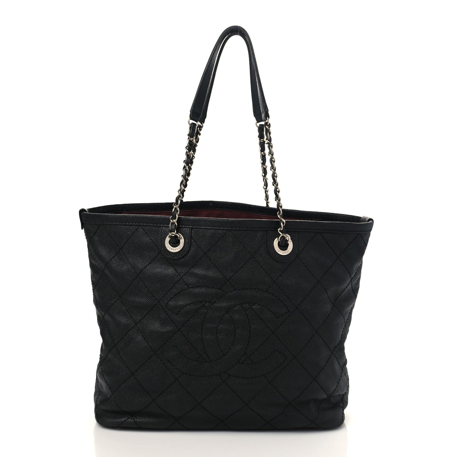 Chanel Grained Calfskin Quilted Small Daily Shopping Tote Black 2 of 8