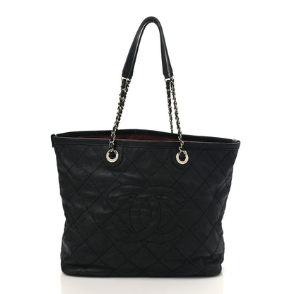Chanel Grained Calfskin Quilted Small Daily Shopping Tote Black 2 of 8