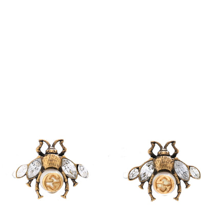 Gucci Crystal Pearl GG Bee Earrings Gold 1 of 4