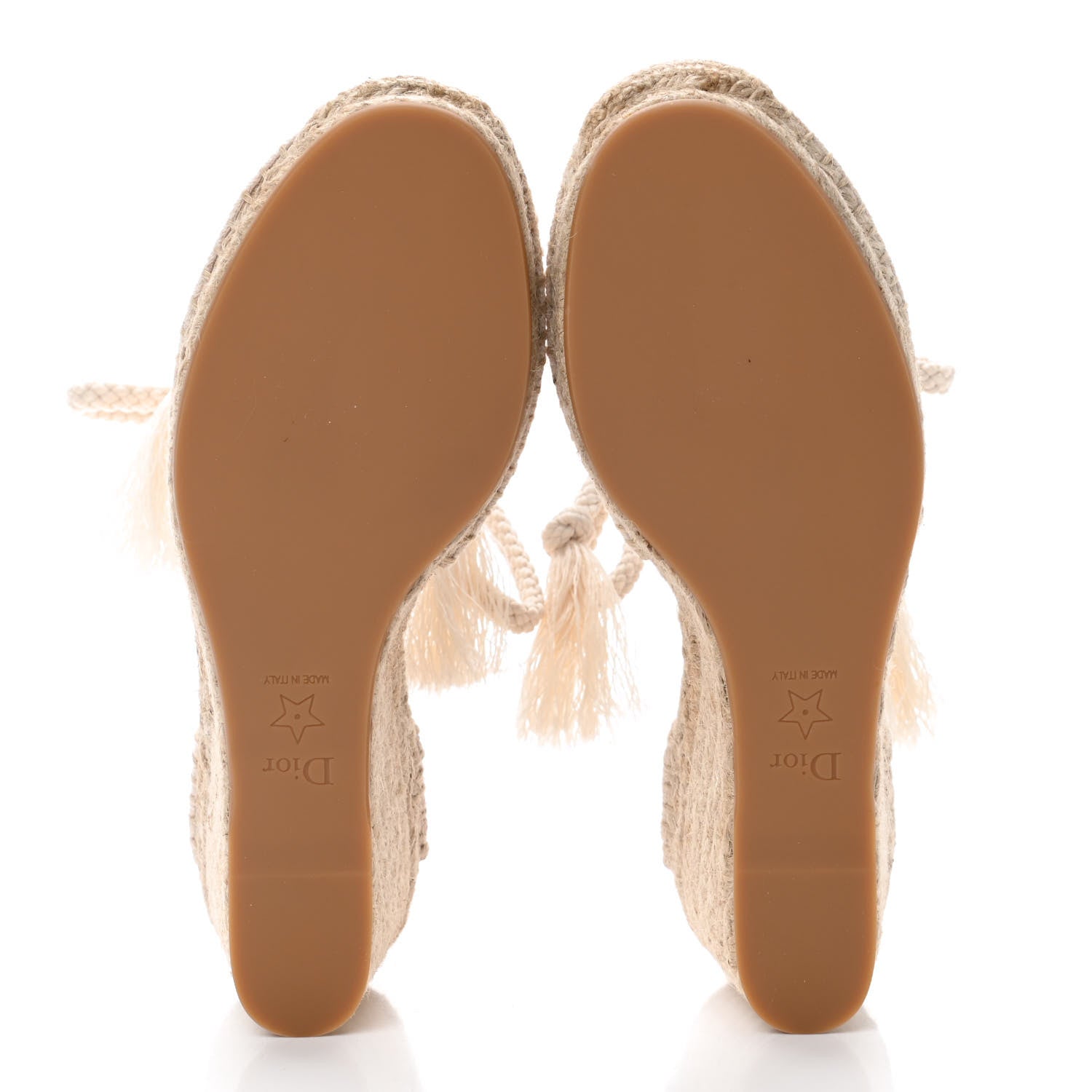 Christian Dior Canvas Embroidered Granville Ankle Tie Espadrille Wedges 39.5 Cream 4 of 4
