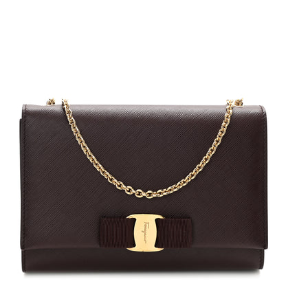 Salvatore Ferragamo Calfskin Mini Miss Vara Bow Chain Bag Plum 1 of 9