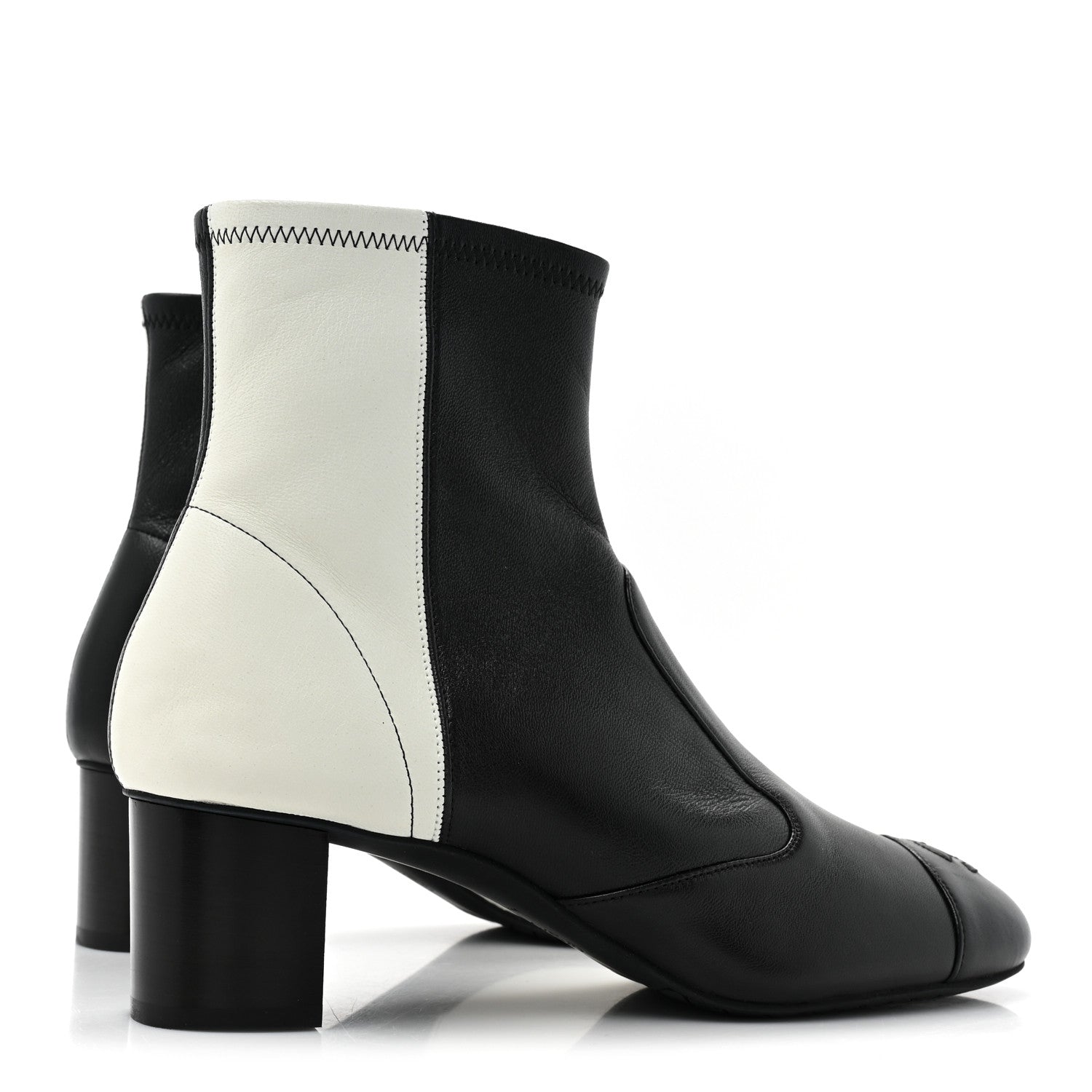 Chanel Lambskin Ankle Boots 40 Ivory Black 4 of 10