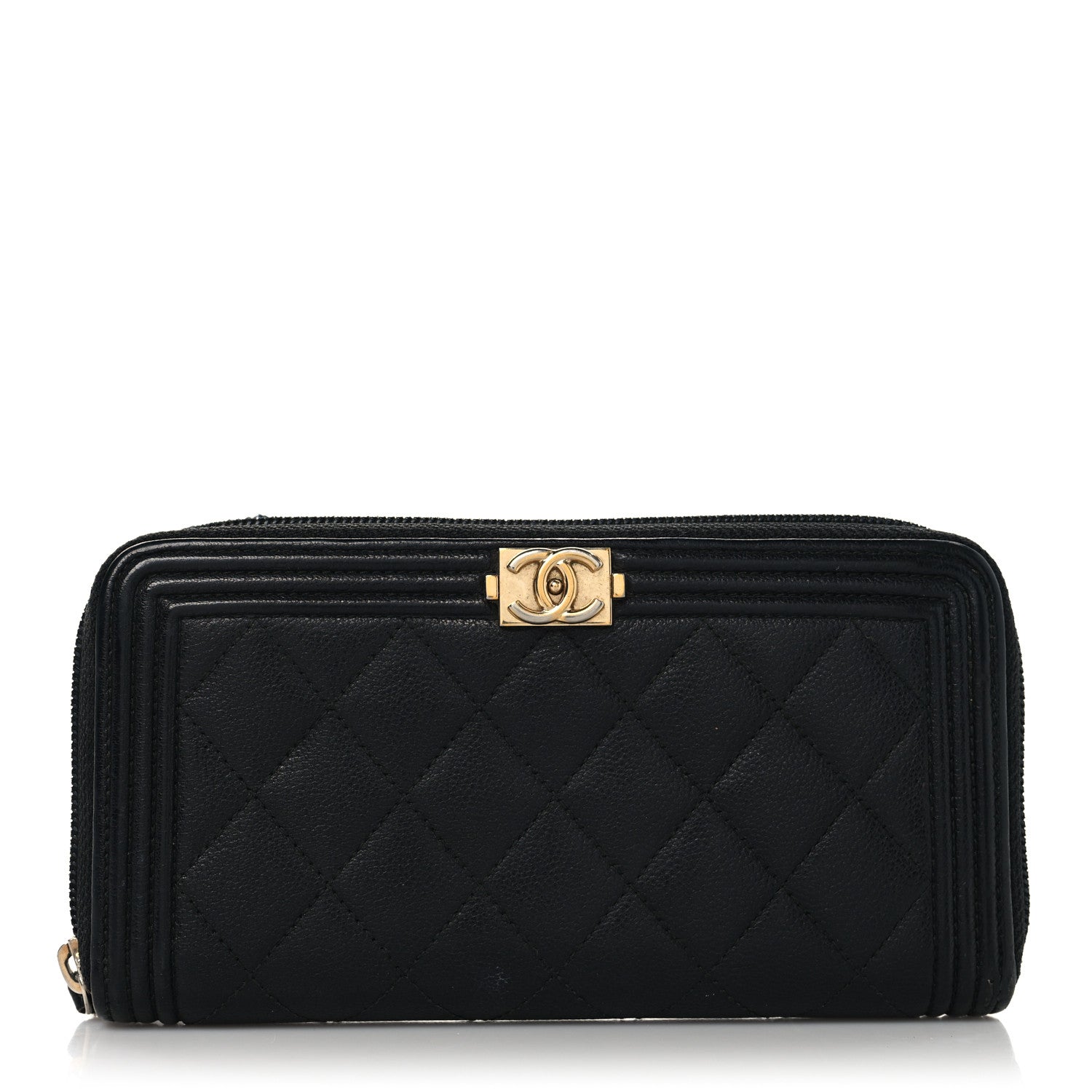 Chanel Caviar Quilted Boy Long Zip Around Wallet Black 1 of 10