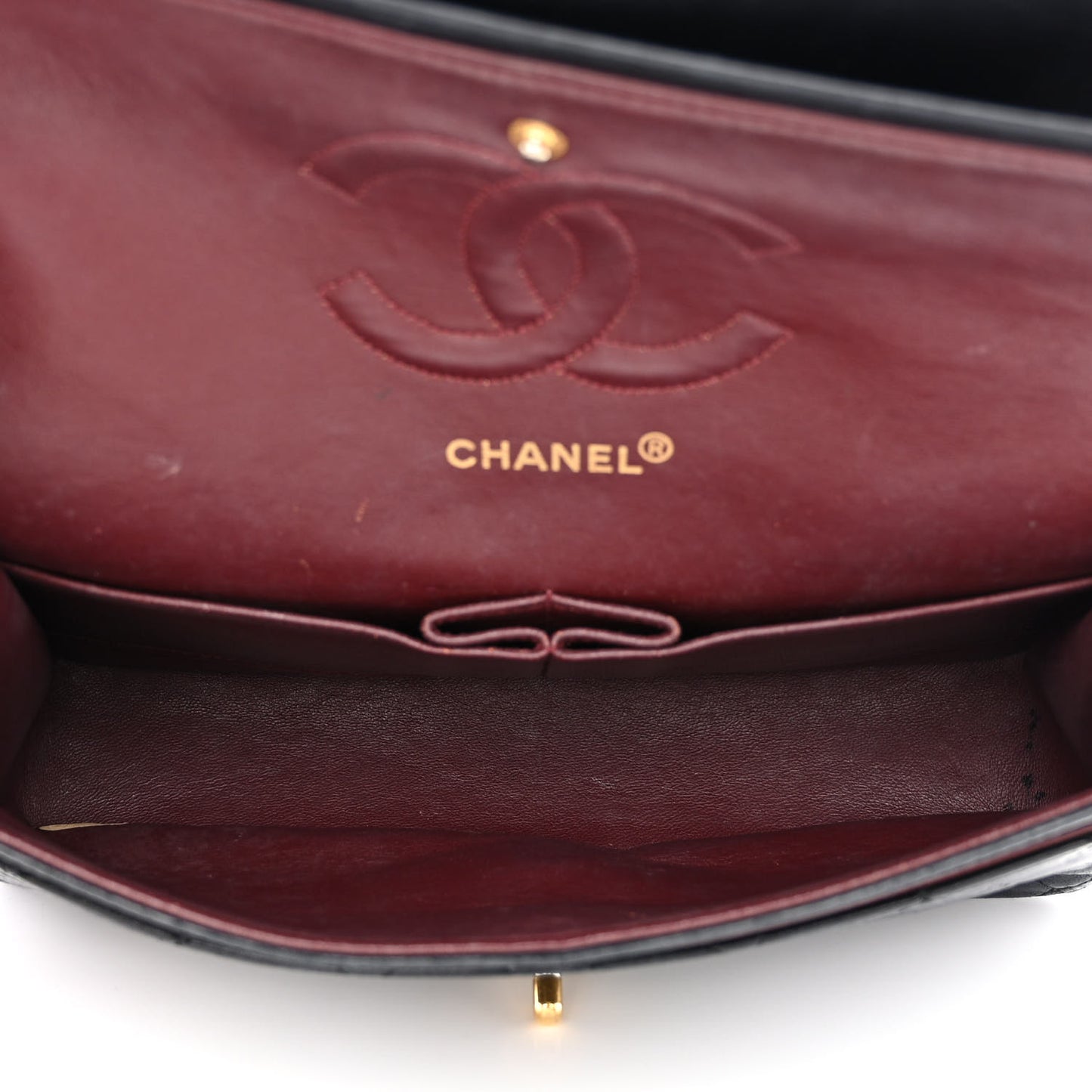 Lambskin Quilted Medium Double Flap Black