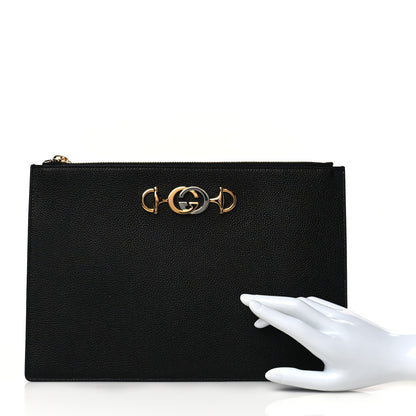 Gucci Grainy Calfskin Zumi Pouch Black 2 of 9
