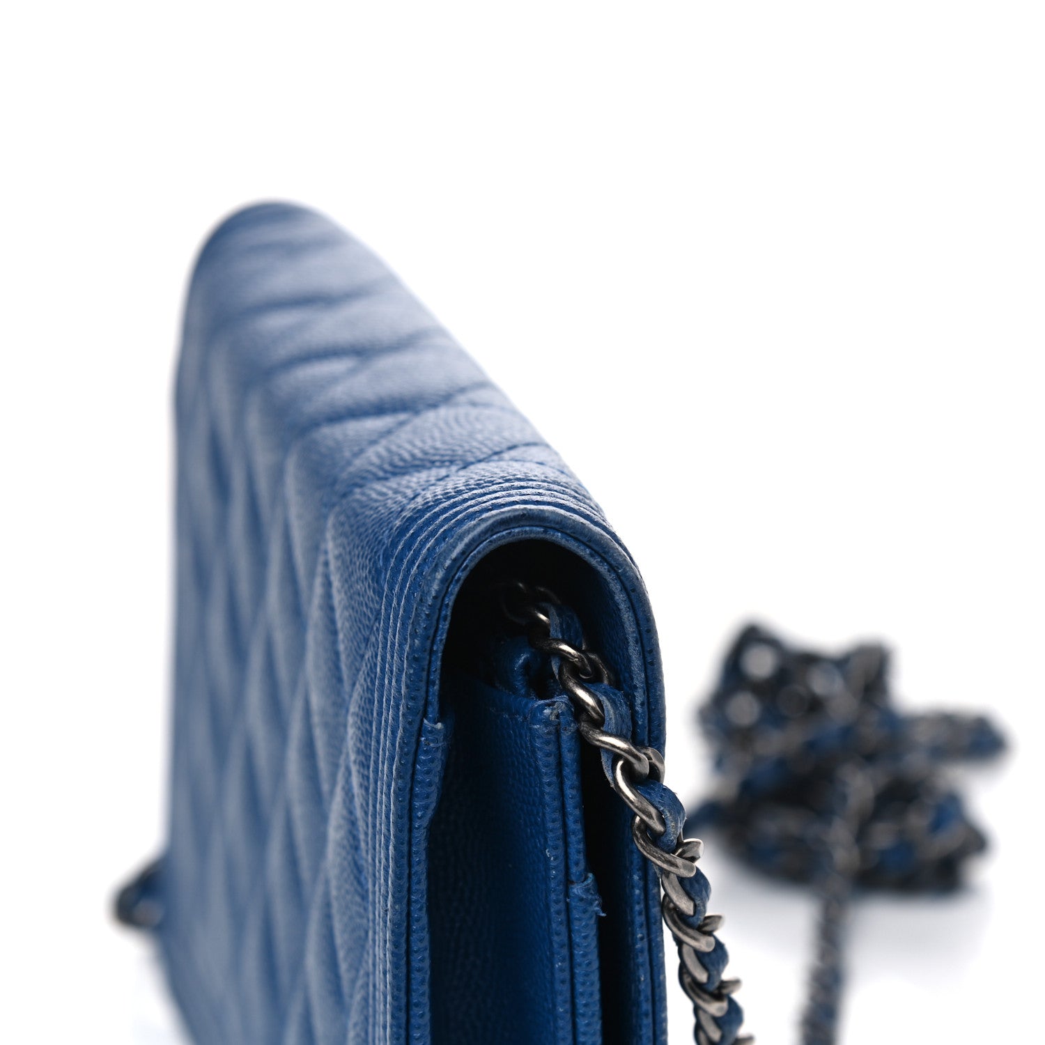 Chanel Caviar Quilted Boy Wallet On Chain WOC Blue 12 of 13