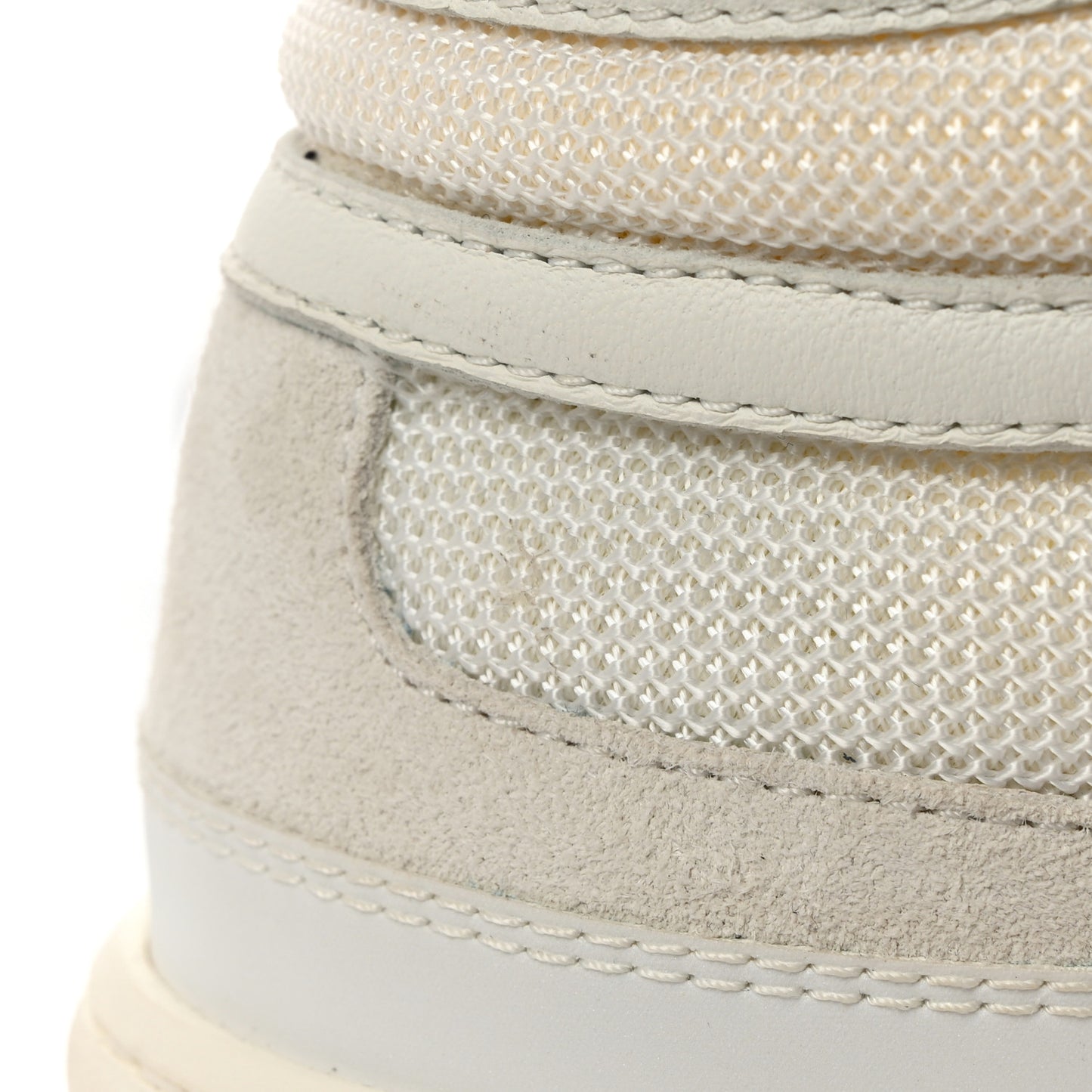 Suede Fabric Grained Calfskin Womens CC High Top Sneakers 37 White