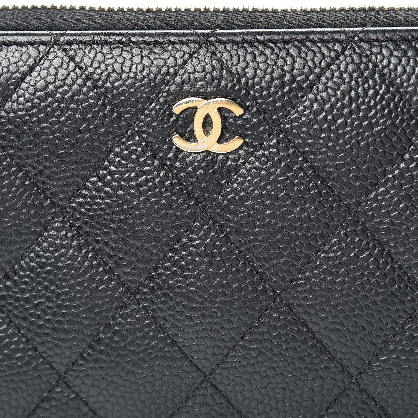 Caviar Quilted Large Zip Around Organizer Wallet Black