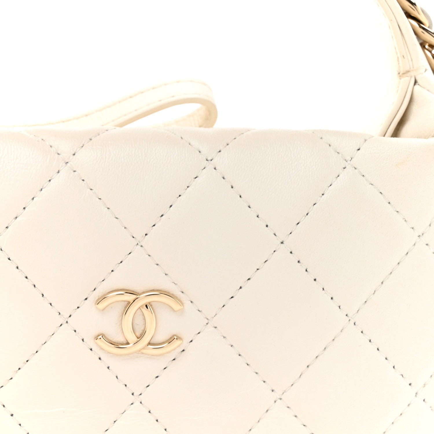 Chanel Lambskin Quilted Chain Around Pouch Hobo White 8 of 11