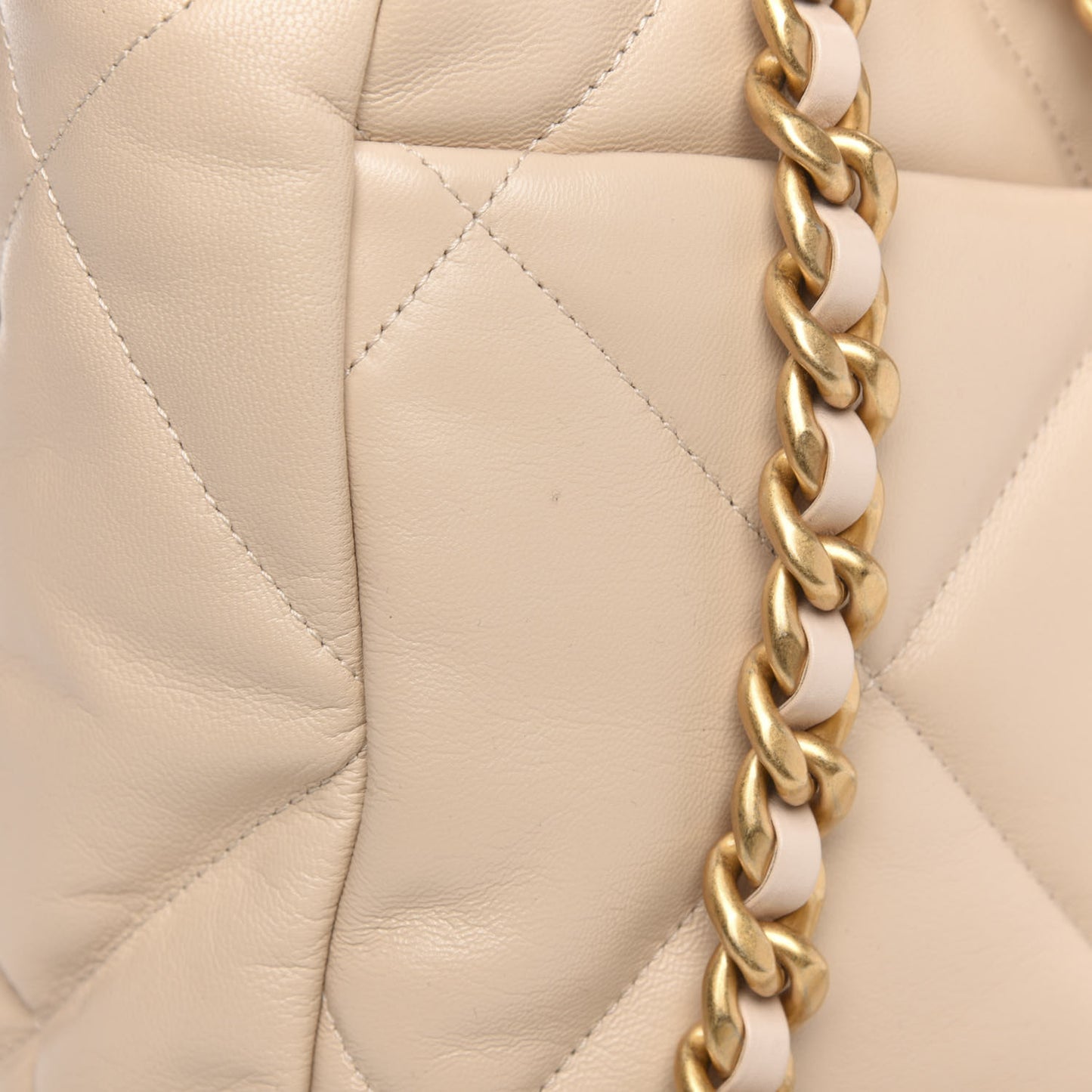 Lambskin Quilted Maxi Chanel 19 Flap Light Beige