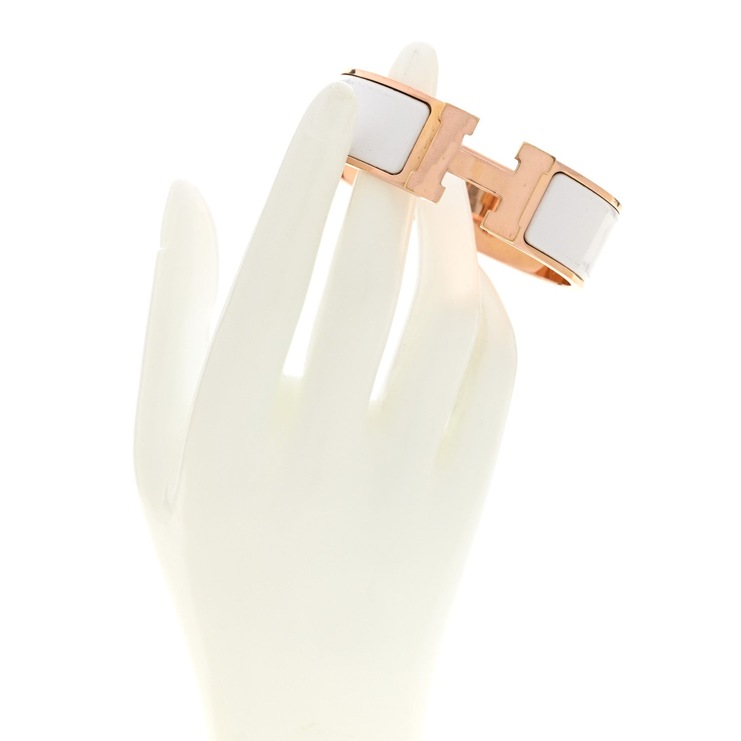 Hermes Enamel Wide Clic Clac H Bracelet GM White 2 of 6