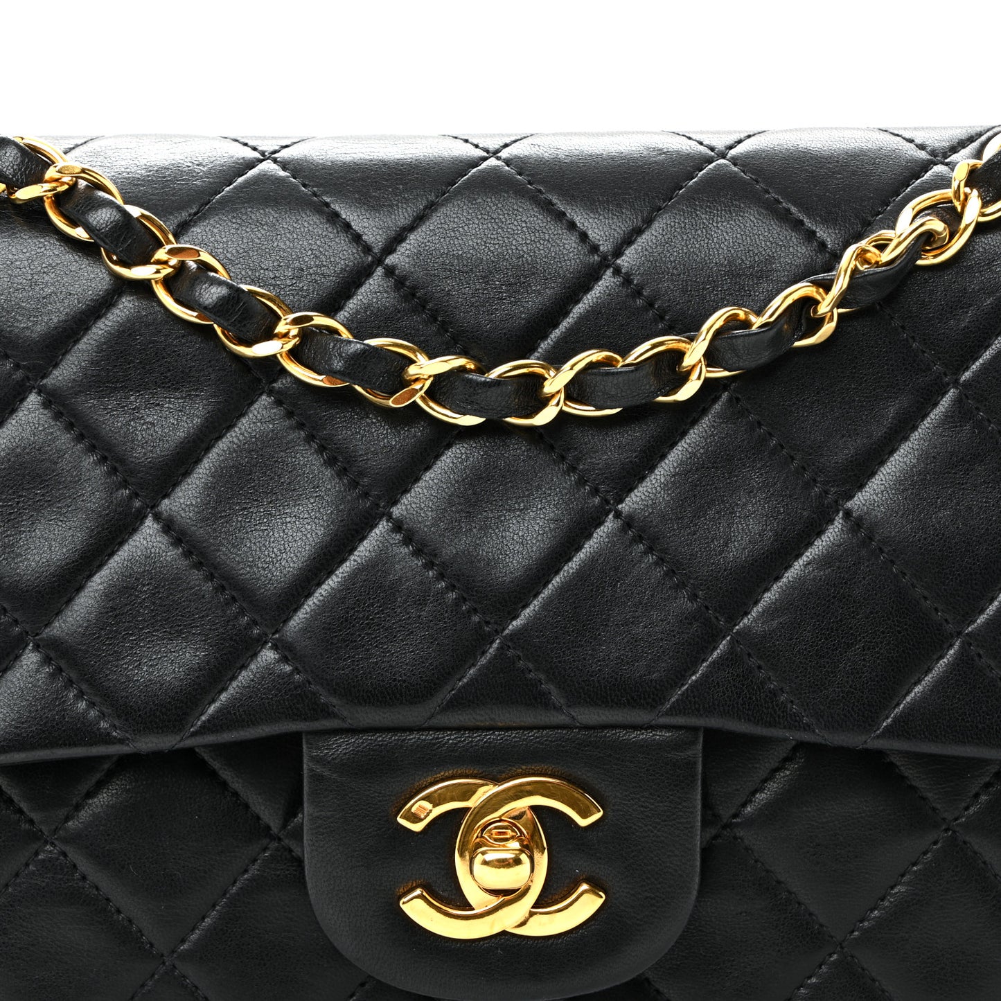 Lambskin Quilted Small Double Flap Black