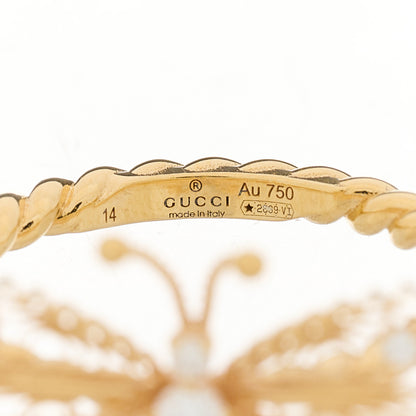 Gucci 18K Yellow Gold Diamond Butterfly Ring 54 7 5 of 6