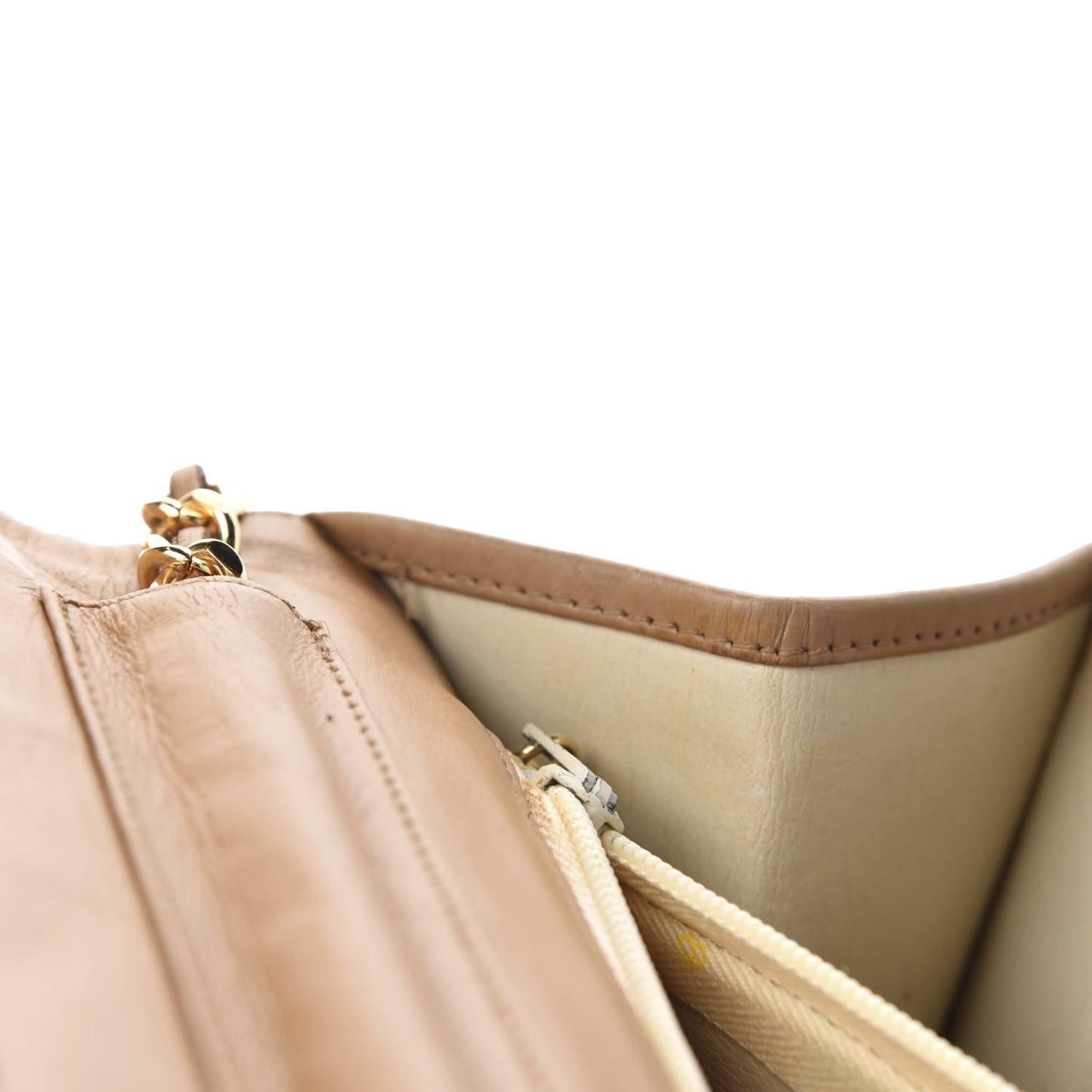 Lambskin Quilted Medium Single Flap Beige