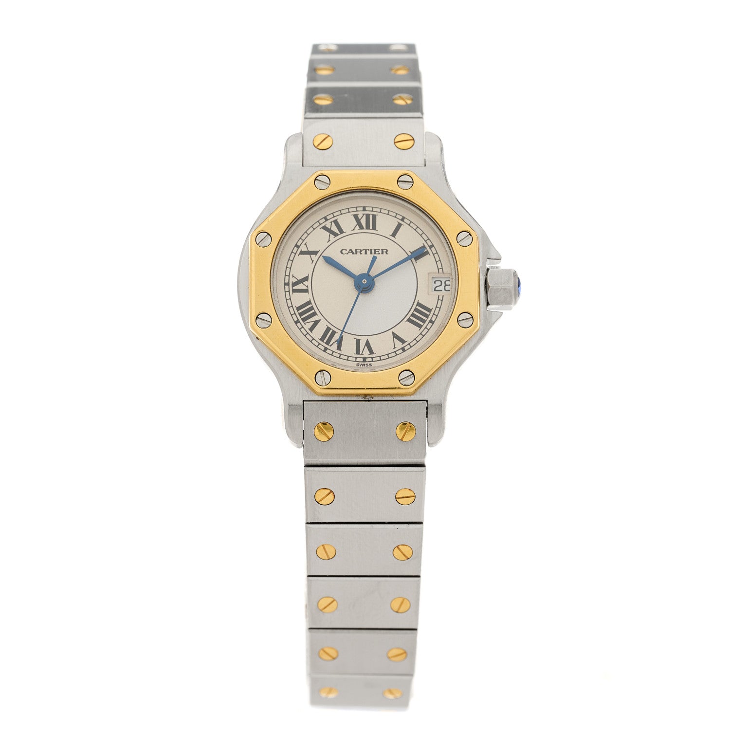 Cartier Stainless Steel 18K Yellow Gold 25mm Santos Octagon Quartz Watch 1 of 4