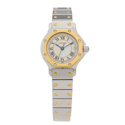 Cartier Stainless Steel 18K Yellow Gold 25mm Santos Octagon Quartz Watch 1 of 4