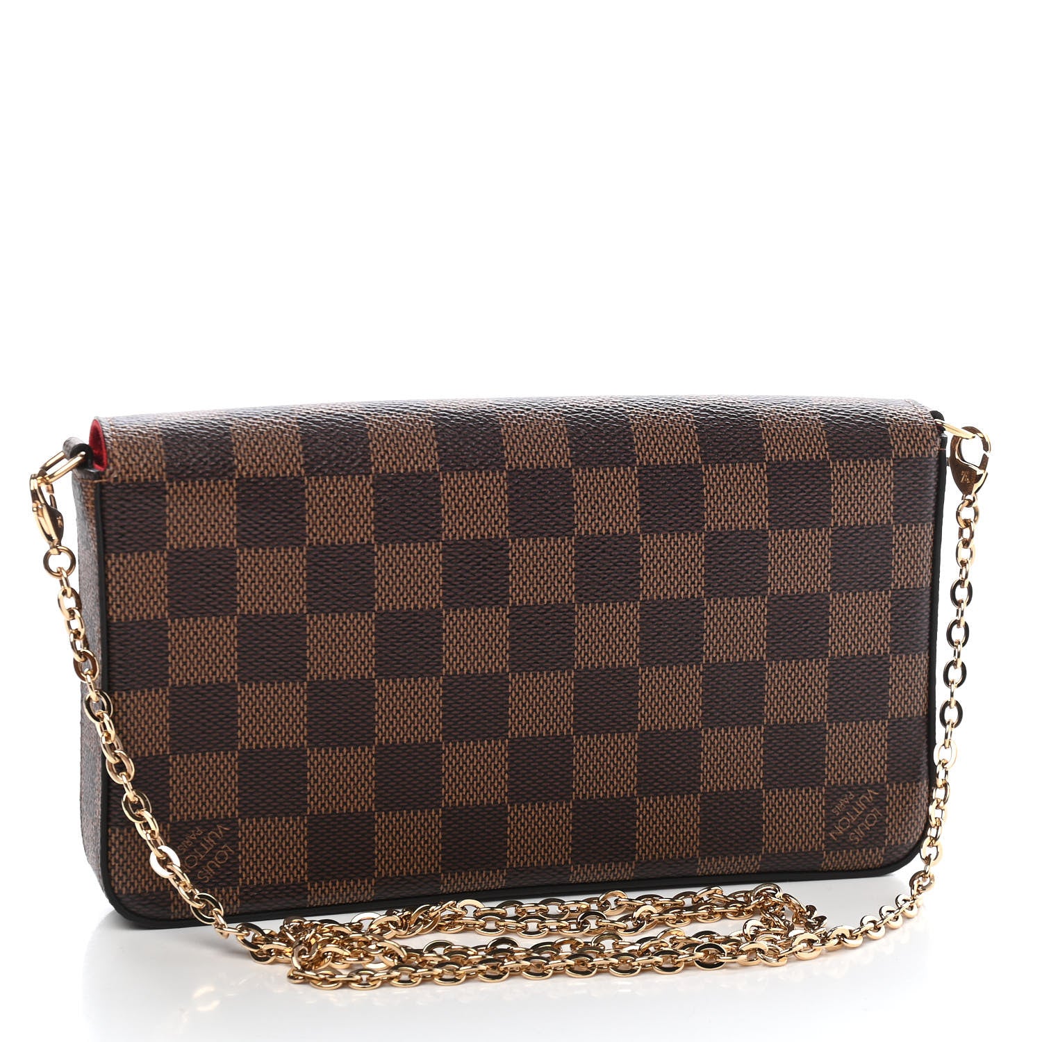 Louis Vuitton Damier Ebene Pochette Felicie Chain Wallet 3 of 5