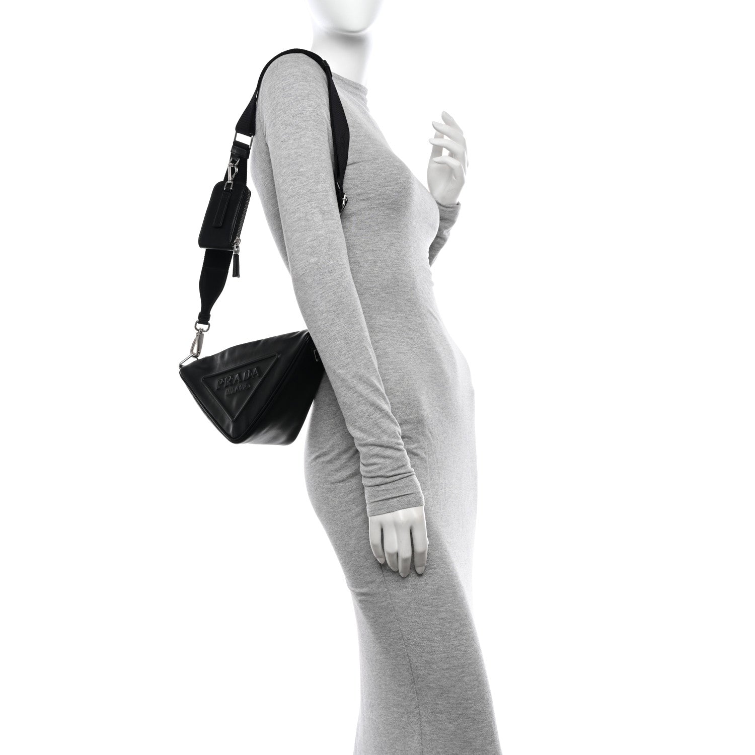 Prada Grace Lux Triangle Shoulder Bag Black 2 of 10