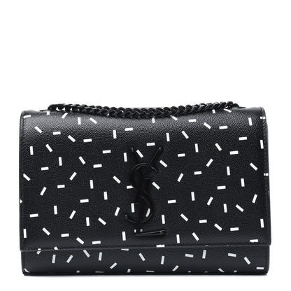 Saint Laurent Grain De Poudre Small Monogram Kate Satchel Black White 1 of 11