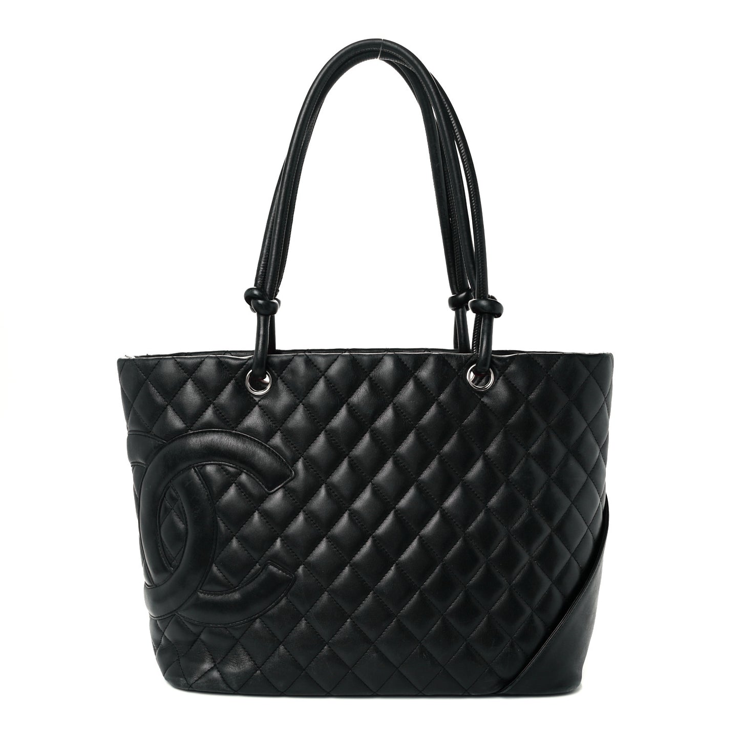 Calfskin Quilted Large Cambon Tote Black