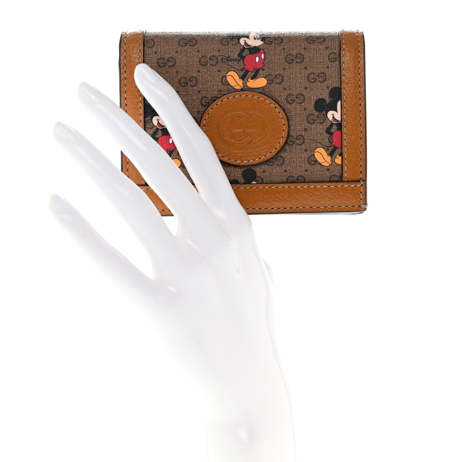Gucci X DISNEY Mini Vintage GG Supreme Monogram Mickey Mouse Card Holder Wallet Beige Vintage Sun Oil 2 of 8