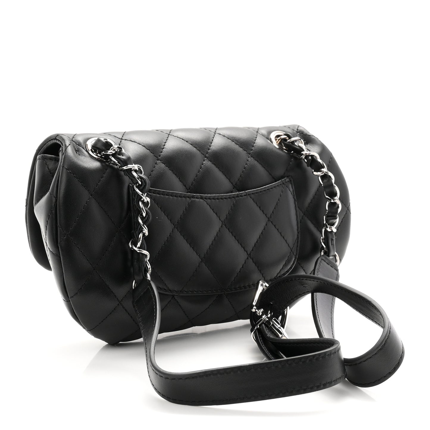 Calfskin Quilted CC Uniform Flap Belt Bag Black