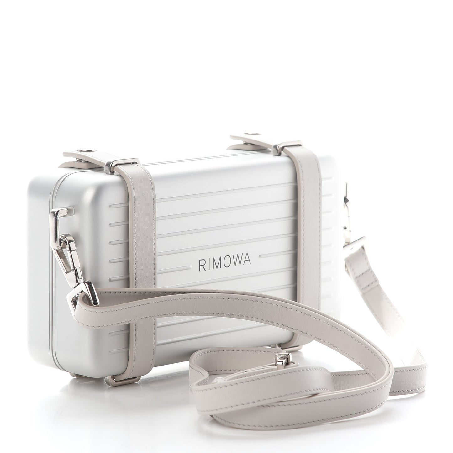 X RIMOWA Aluminum Personal Clutch On Strap Silver