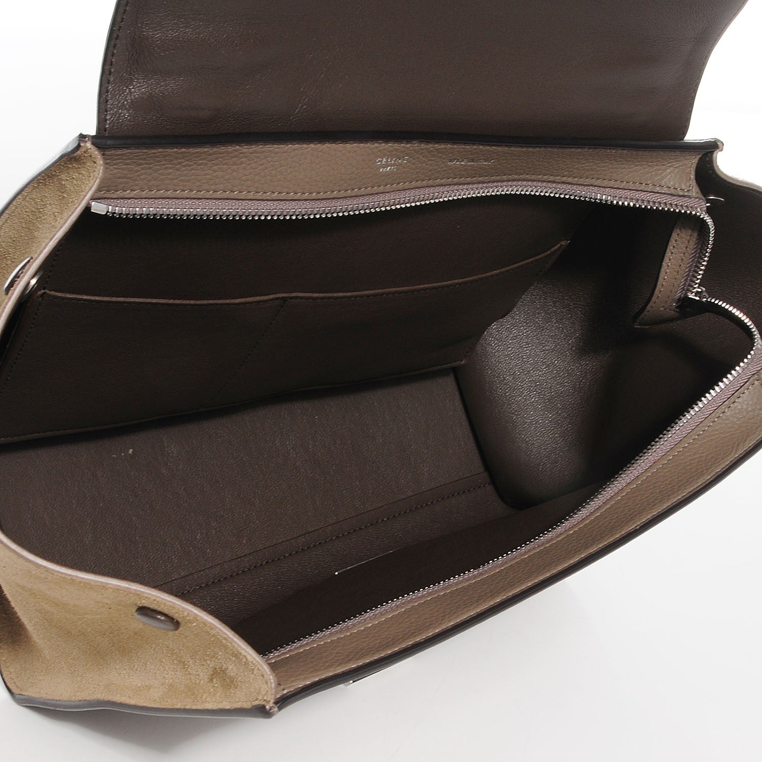 Celine Drummed Calfskin Suede Small Trapeze Dune 6 of 9