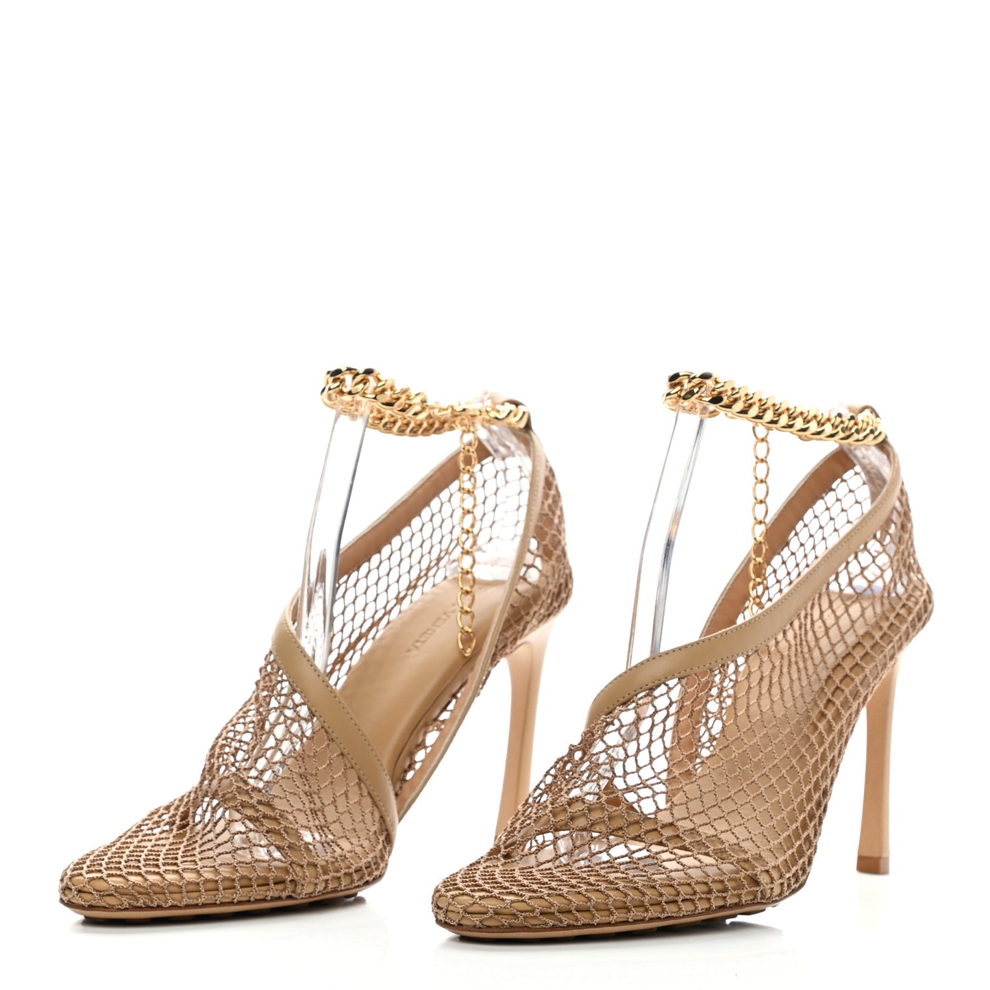 Mesh Nappa Chunky Chain Sandals 39 Beige Pony