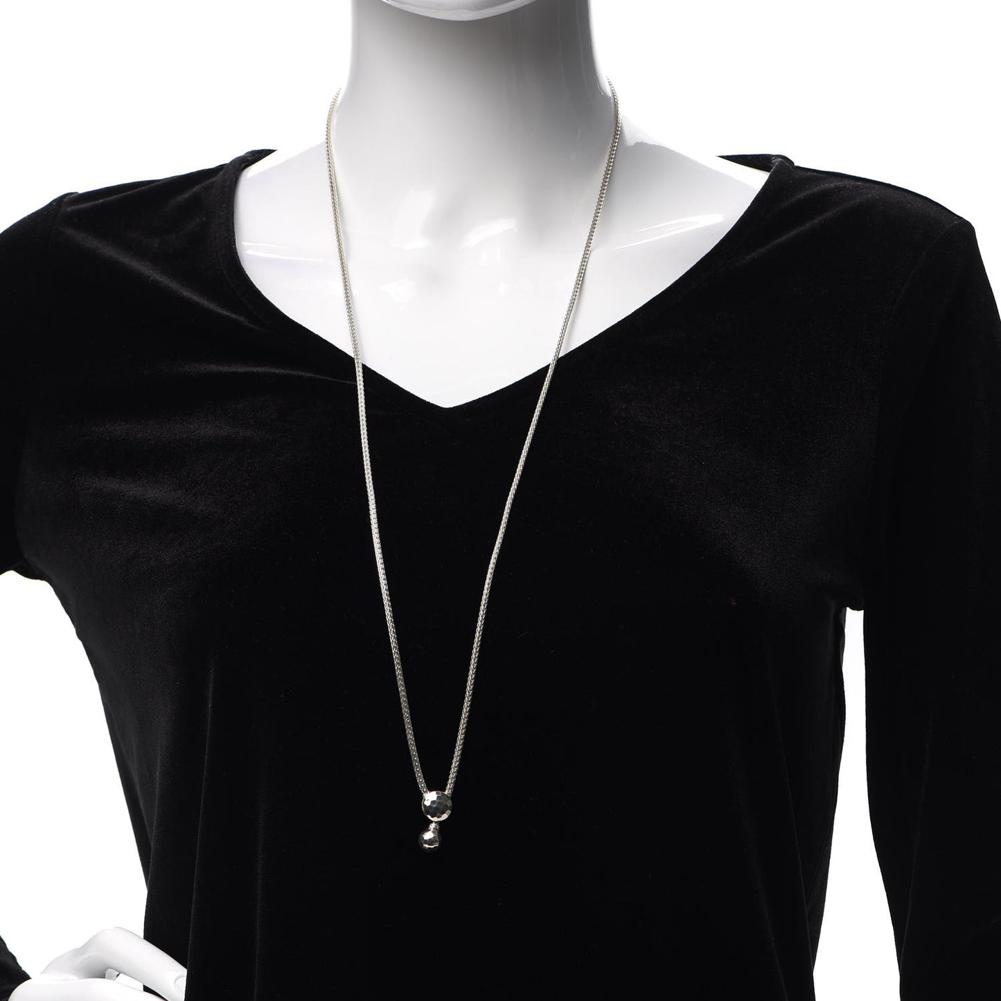 Sterling Silver Classic Chain Hammered Y Necklace