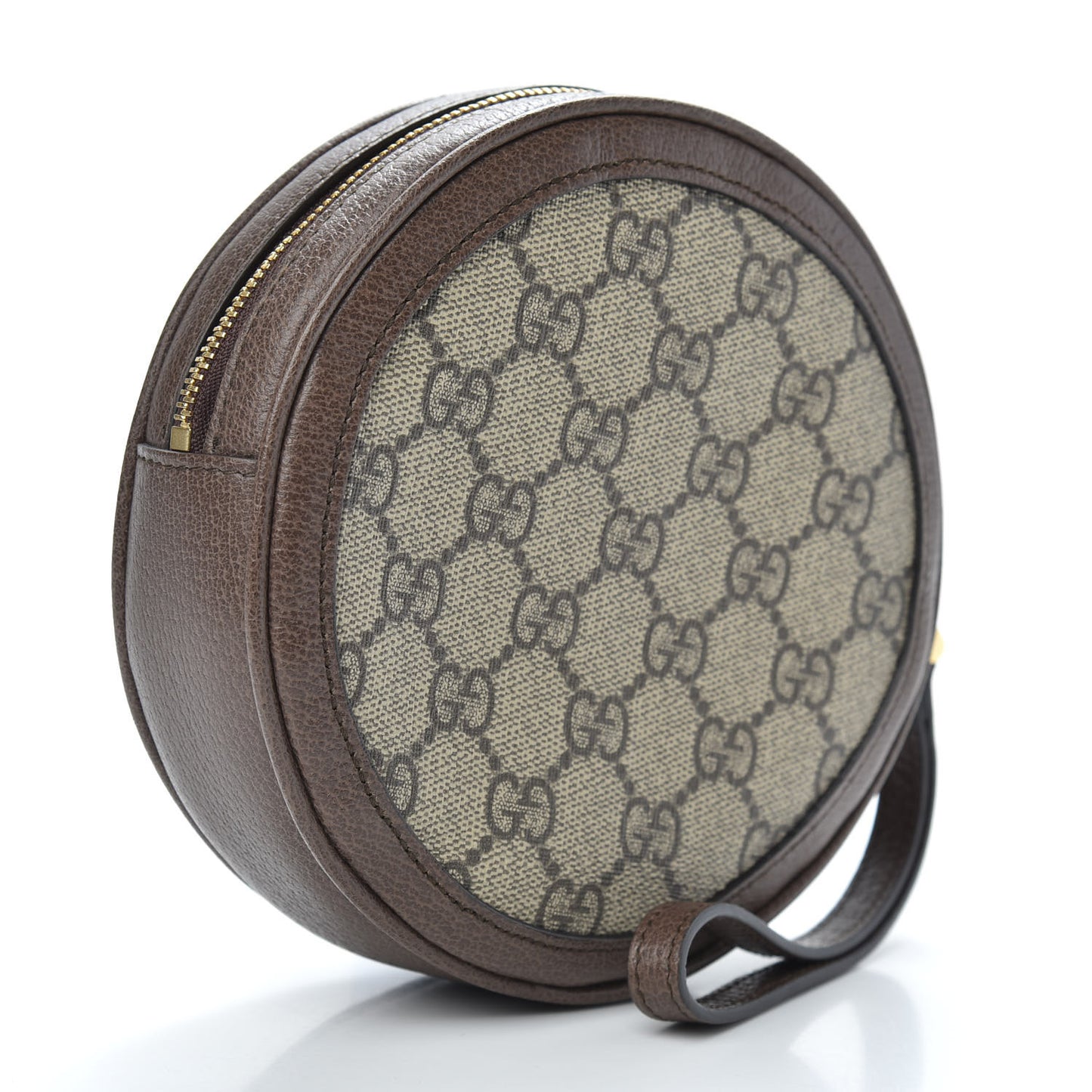 GG Supreme Monogram Web Ophidia Circle Wristlet Beige New Acero
