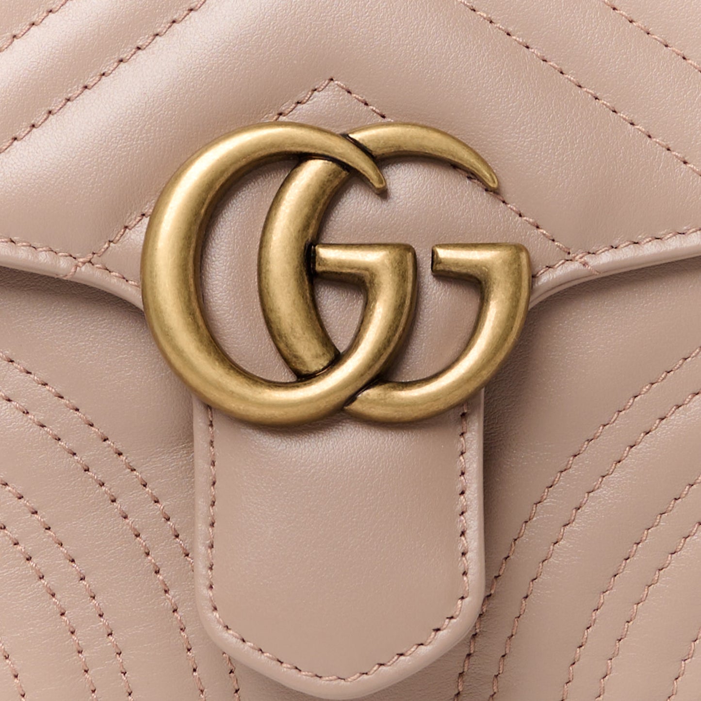 Calfskin Matelasse Mini GG Marmont Top Handle Shoulder Bag Porcelain Rose