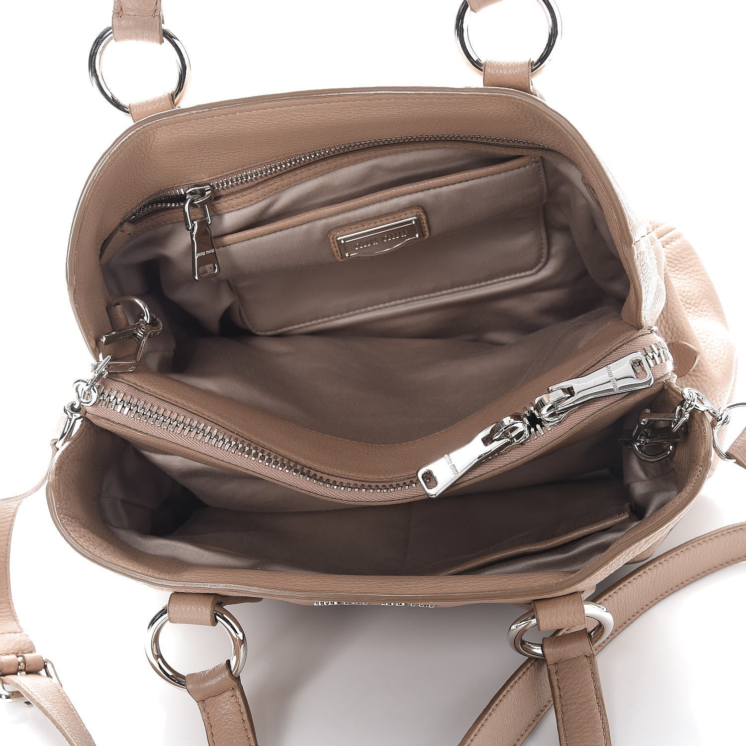 Miu Miu Vitello Phenix Shopping Tote Cammeo 6 of 9
