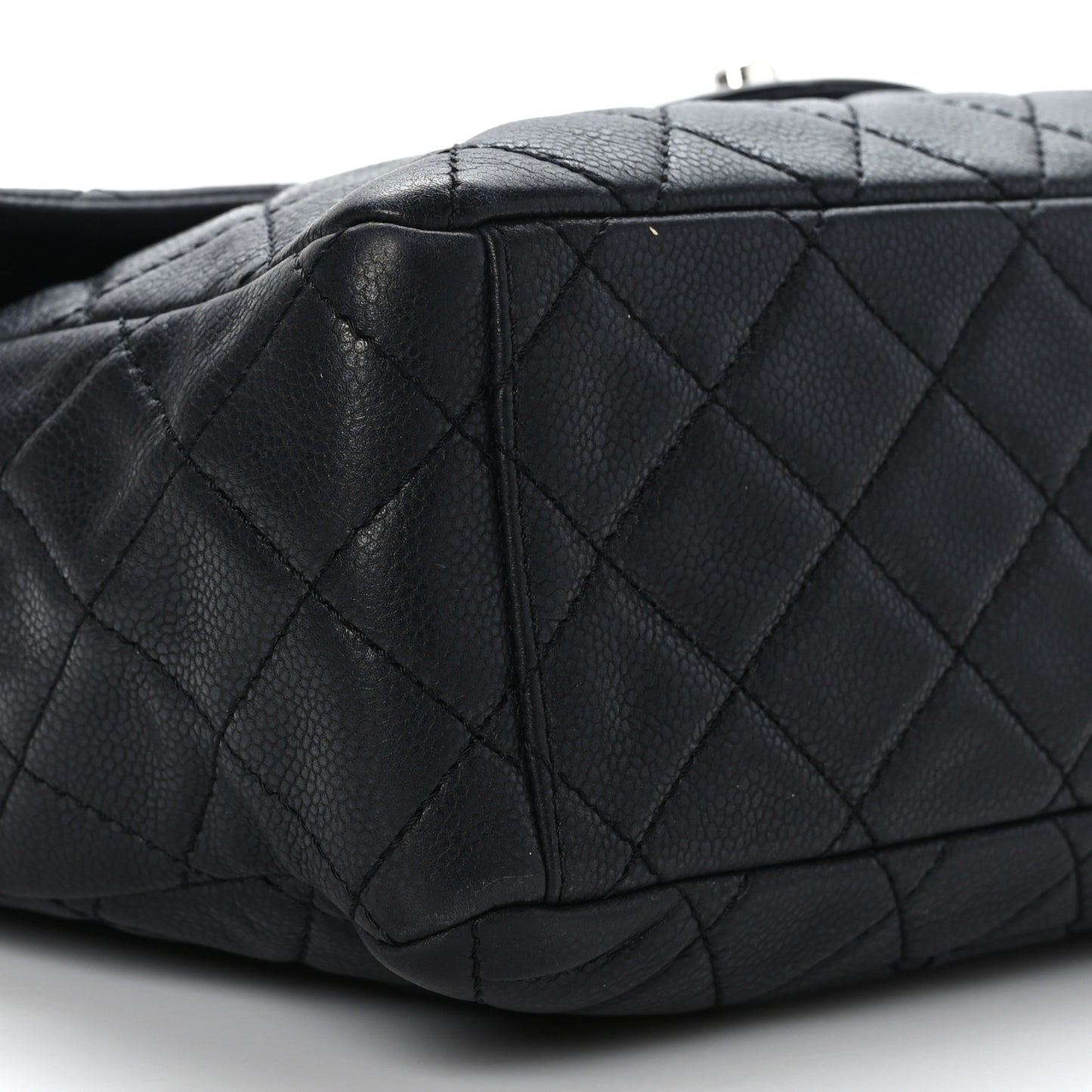Washed Caviar Quilted Maxi Single Flap Black