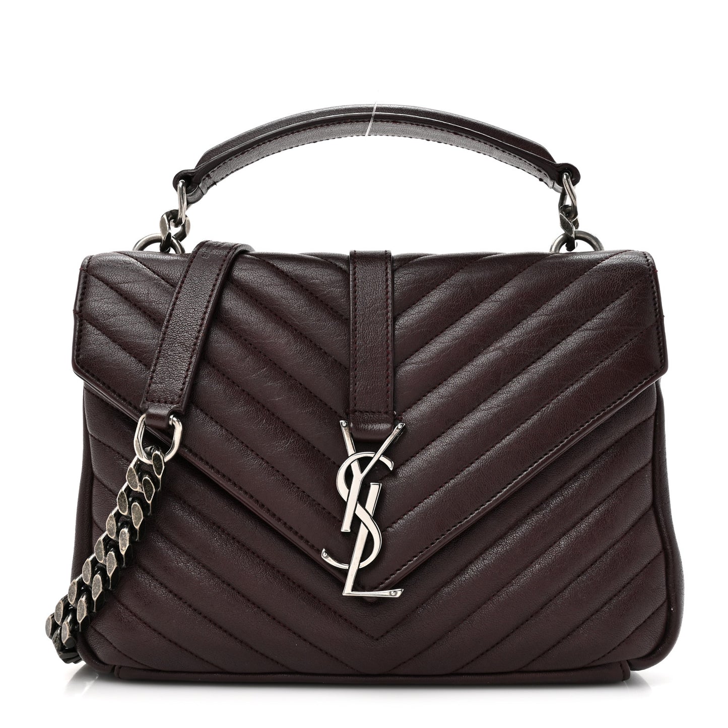 Sheepskin Matelasse Chevron Monogram Medium College Bag Amaranto
